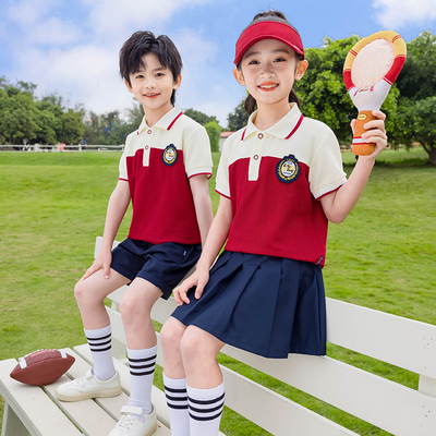 夏季儿童班服中小学生校服短袖套装幼儿园园服团体毕业班服logo